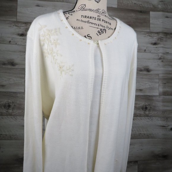 Laura Scott* Women's Long Sleeve Crew Neck Straight Hem Embroider Sweater~20/22W - Picture 2 of 16